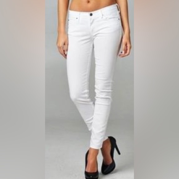 Angry Rabbit Skinny Jeans Women’s 27 White Made USA Cotton Spandex Stretch Ankle - Picture 1 of 11